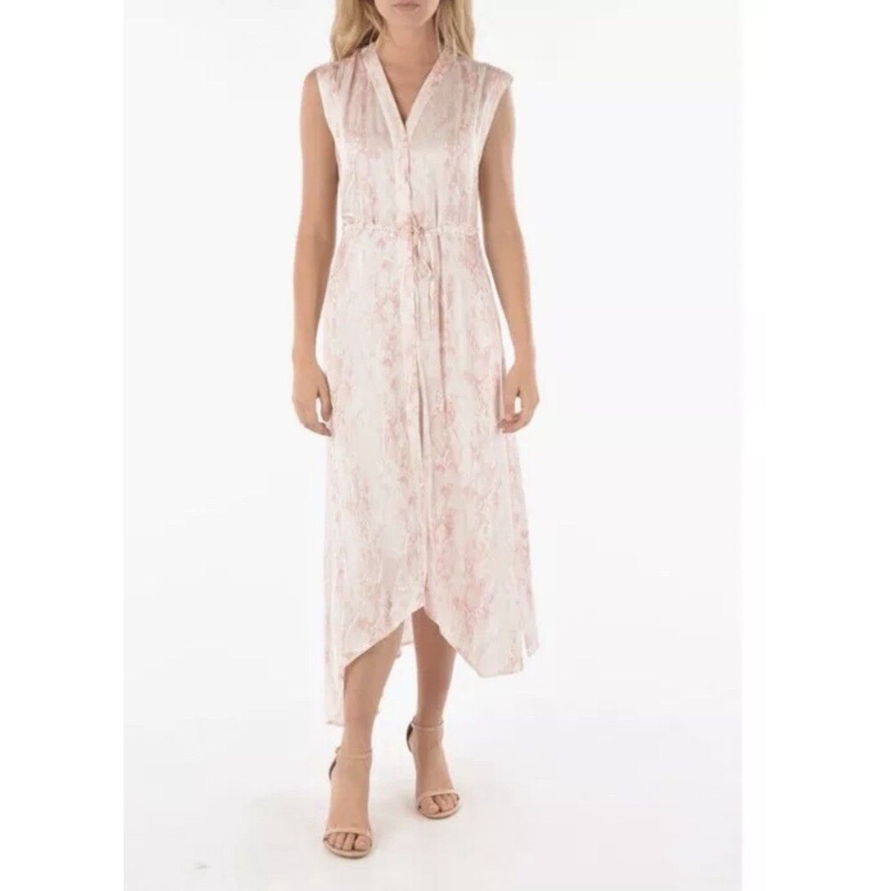 ALLSAINTS‎ Satin Tate Masala Sleeveless Shirt Dress Size 2 Pink White